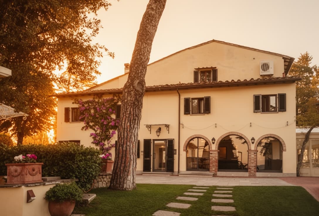 La facciata della villa